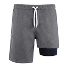 Front of grey Haven Swim Trunks with focus on fabric quality