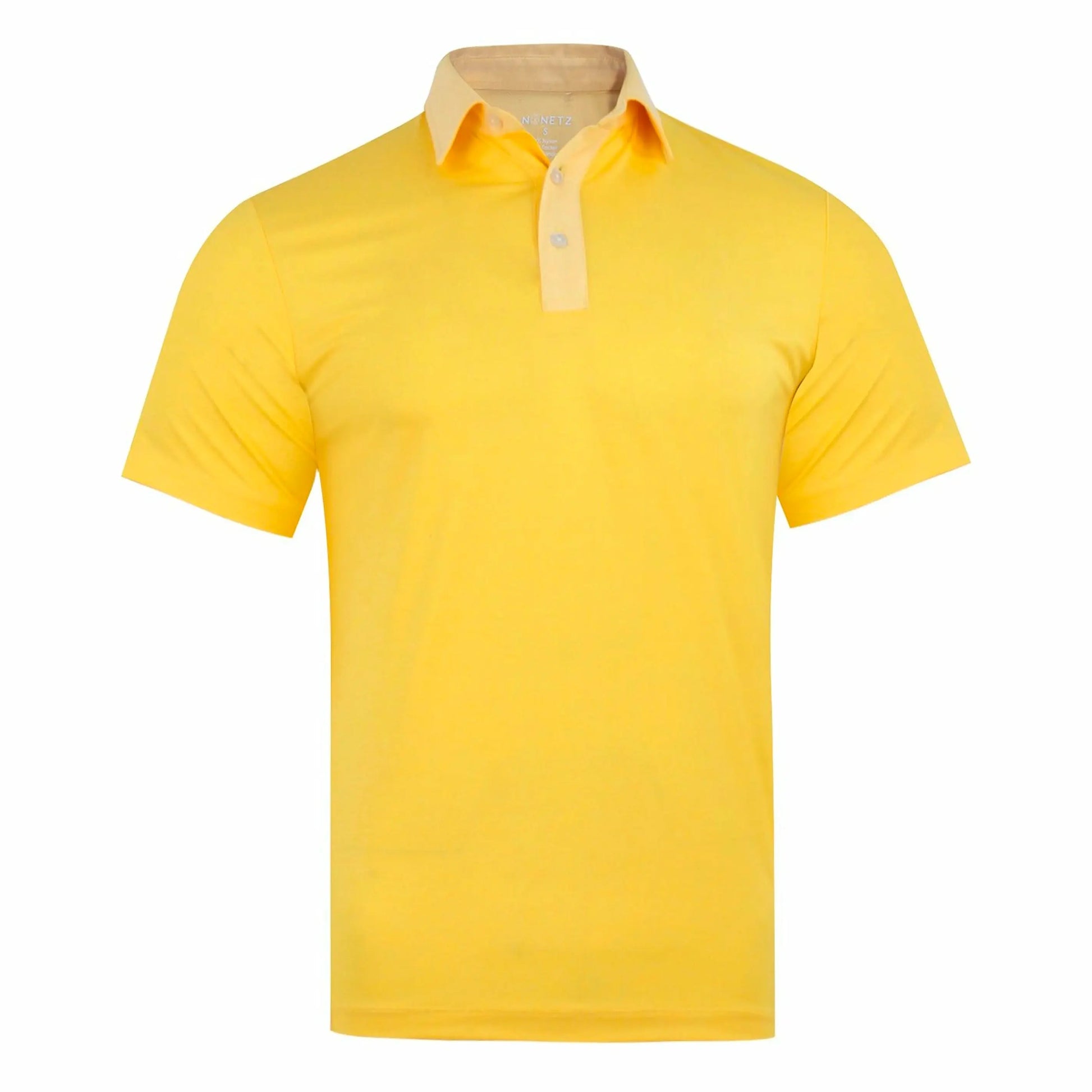 moisture-wicking polo shirt with embedded cooling minerals in yellow