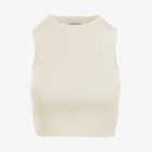 Detail view of the Women's Camille Ribbed Crop Top's ribbed texture in ivory