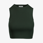 The Women's Camille Ribbed Crop Top featured in an elegant dark green