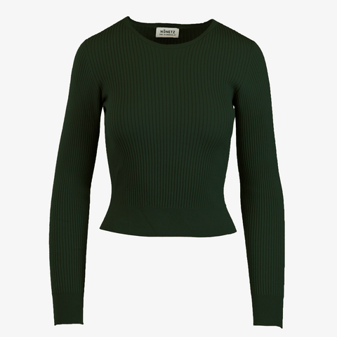 Long sleeve ribbed top in forest green