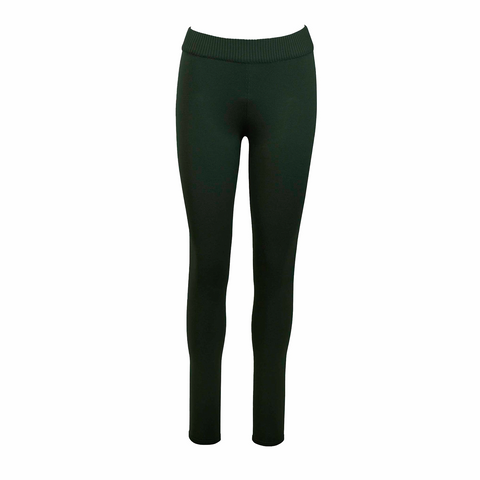 Dark green women's jogger pants without a drawstring on white background