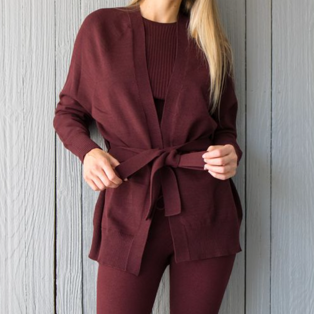 Women's Long Sleeve Front Tie Sweater