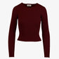 Women’s seamless ribbed long sleeve top sustainable fall layer in burgundy