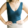 eco-freindly clothing womens v neck tank top ocean blue