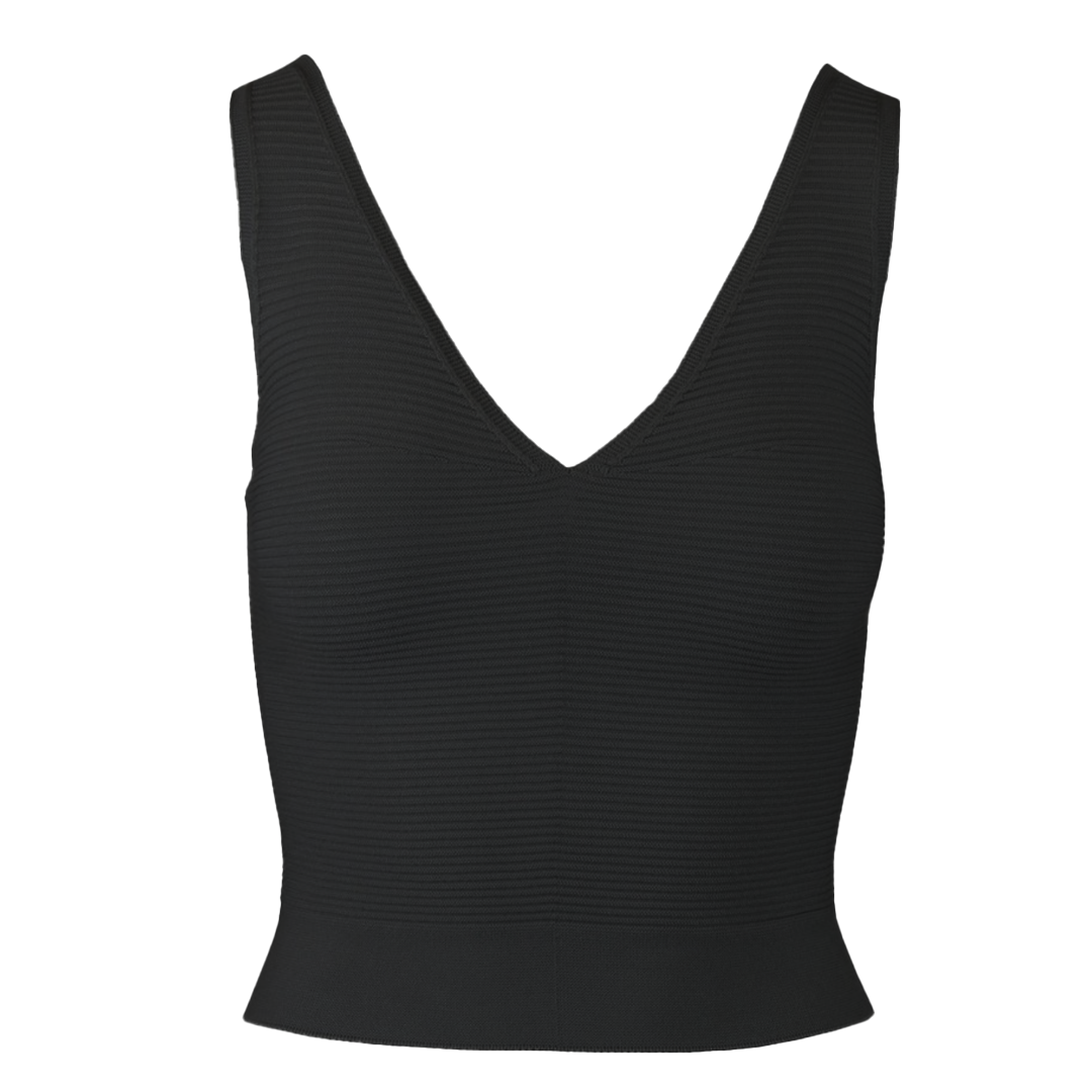 women's sustainable clothing sleeveless v neck black