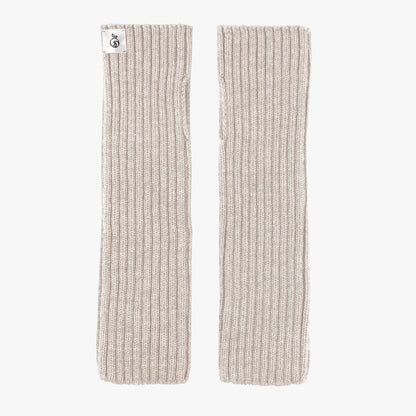 Unisex merino wool fingerless tube gloves arm warmers seamless NYC knit in tan