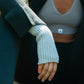 Closeup of Fingerless Gloves on a woman