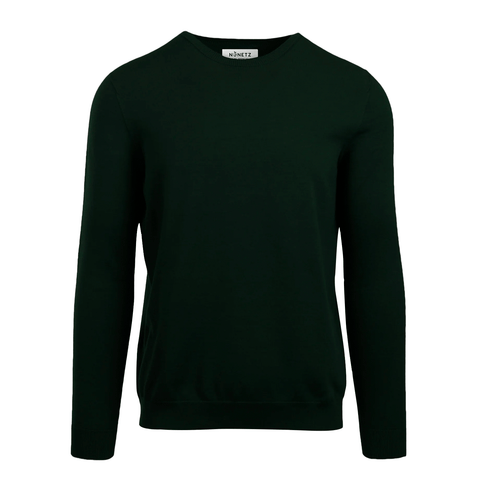 Front Men's crew neck sweater presented in a rich green