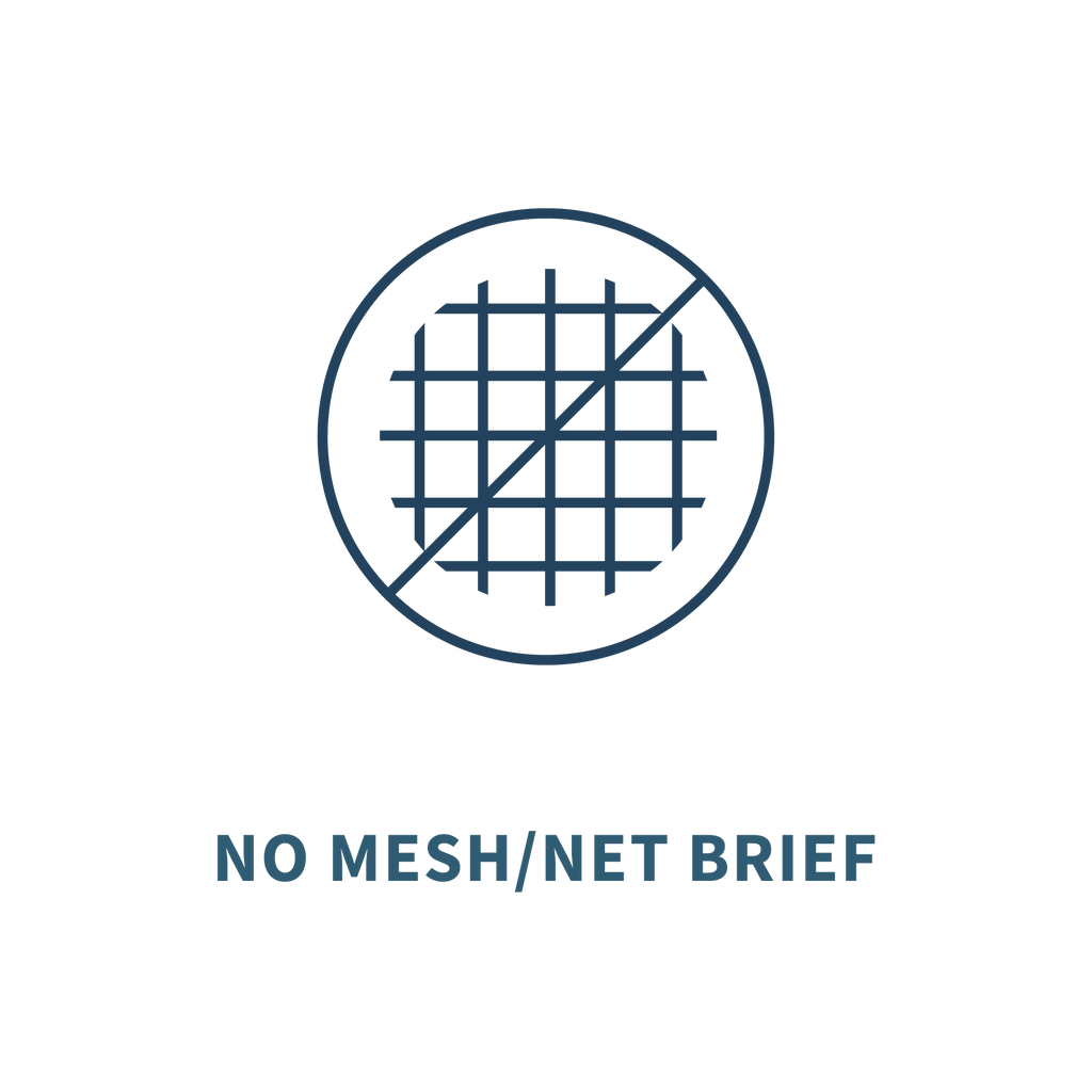 cartoon of grid lines with a diagonal line through it indicating no mesh 