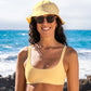 rash free clothing yellow bikini top and hat sustainability and fashion