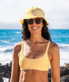 rash free clothing yellow bikini top and hat sustainability and fashion