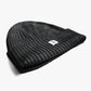 Unisex seamless ribbed beanie made with No Itch Merino Wool soft knit in black