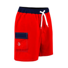 Boys' red and navy Wave swim trunks with side pocket