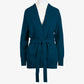 Women's Callie Long Sleeve Front Tie Sweater in blue with front tie detail on a white mannequin