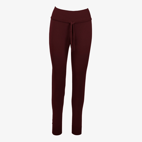 Women's Charlotte High-Waisted Jogger in burgundy with drawstring detail