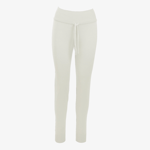Women's Charlotte High-Waisted Jogger in white with drawstring waist