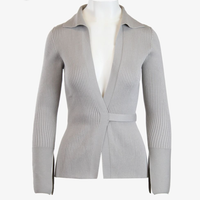 Eco-friendly clothing gray womens wrap sweater front