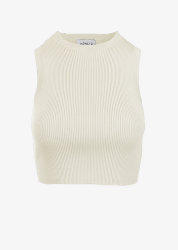 Womens Ivory Ribbed Crop Top