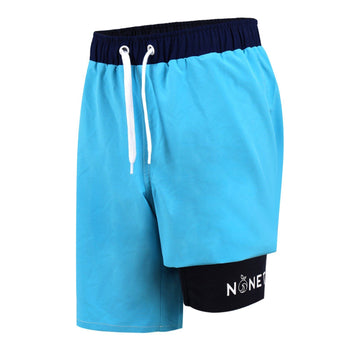 Boys Wave Regular Fit 8" Inseam Anti Chafe Swim Trunks Turquoise/Navy