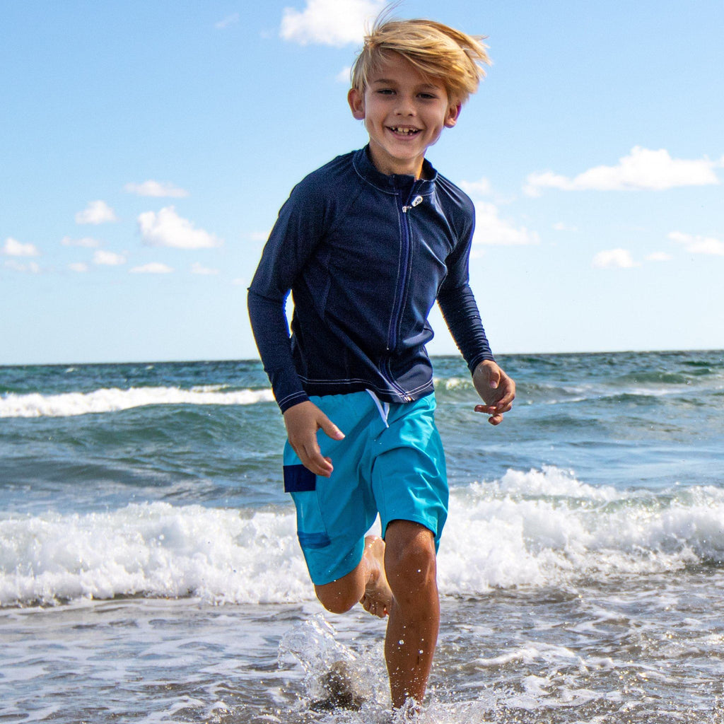 Kid's Long Sleeve UPF 50+ Front Zipper No-Rash Guard