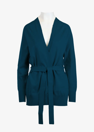 Blue Long Sleever Front tie sweater for women 