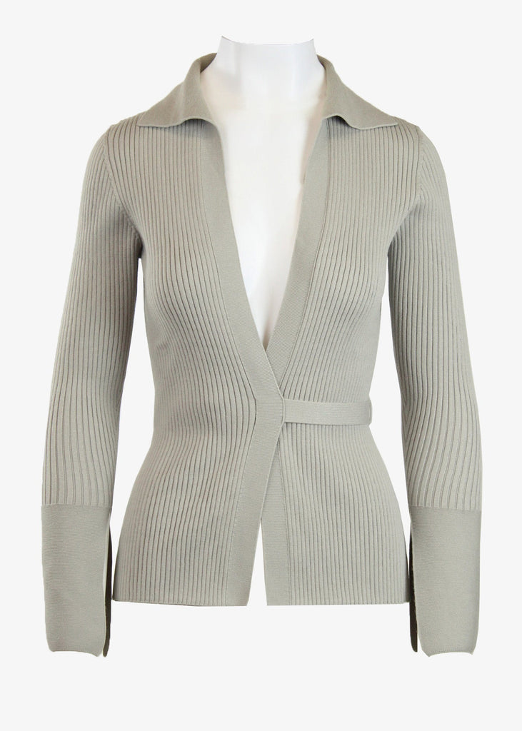 Tan/gray wrap sweater for women